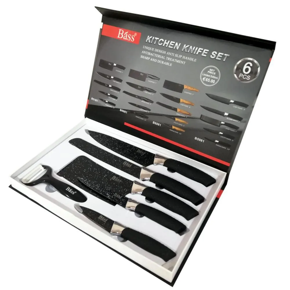 KIT DE CUCHILLOS 6 PIEZAS NEGRO