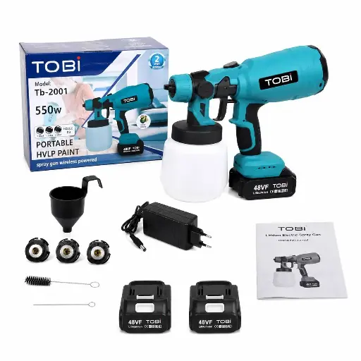 [536] PISTOLA DE PINTURA DOBLE BATERIA TOBI